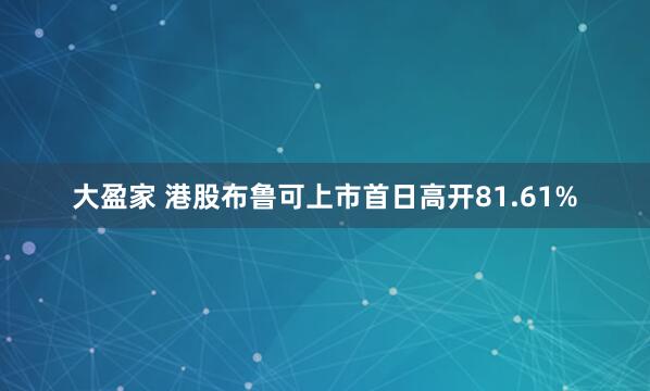 大盈家 港股布鲁可上市首日高开81.61%